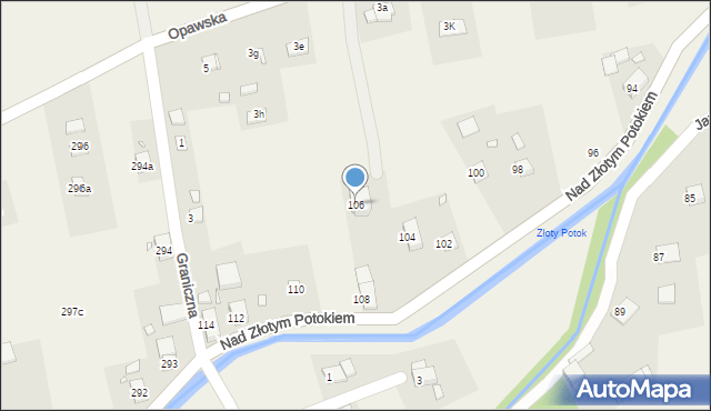 Łąka Prudnicka, Nad Złotym Potokiem, 106, mapa Łąka Prudnicka