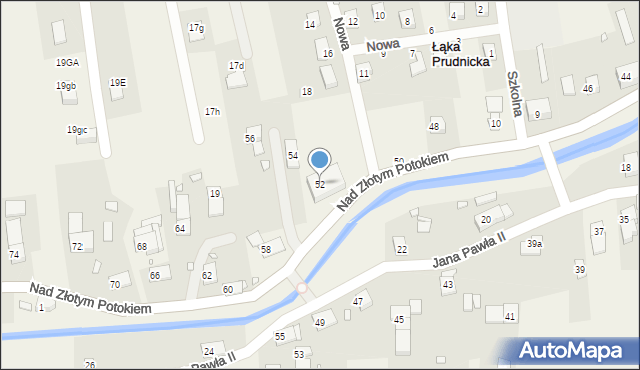 Łąka Prudnicka, Nad Złotym Potokiem, 52, mapa Łąka Prudnicka