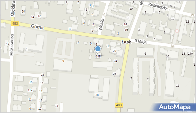 Łask, Narutowicza Gabriela, 24B, mapa Łask