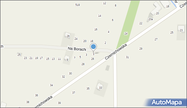 Liszki, Na Borach, 1, mapa Liszki