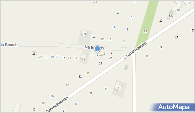 Liszki, Na Borach, 5, mapa Liszki