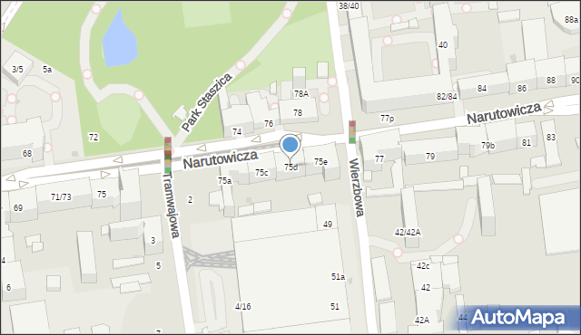 Łódź, Narutowicza Gabriela, prezydenta, 75d, mapa Łodzi