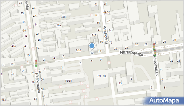 Łódź, Narutowicza Gabriela, prezydenta, 12, mapa Łodzi