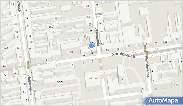 Łódź, Narutowicza Gabriela, prezydenta, 14, mapa Łodzi