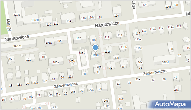 Łódź, Narutowicza Gabriela, prezydenta, 109b, mapa Łodzi