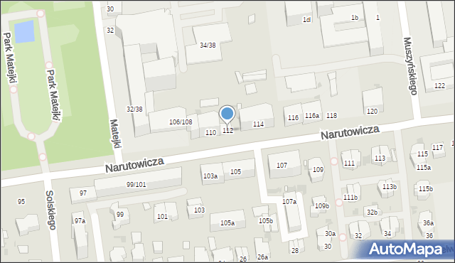 Łódź, Narutowicza Gabriela, prezydenta, 112, mapa Łodzi