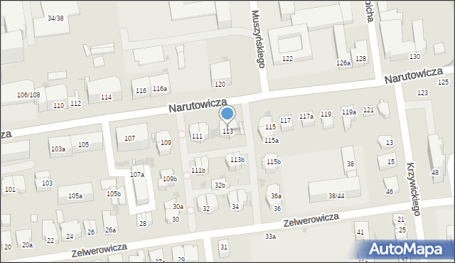 Łódź, Narutowicza Gabriela, prezydenta, 113, mapa Łodzi