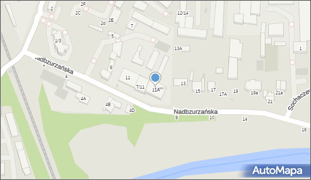 Łowicz, Nadbzurzańska, 11A, mapa Łowicza