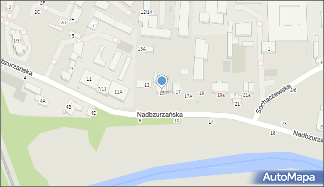 Łowicz, Nadbzurzańska, 15, mapa Łowicza