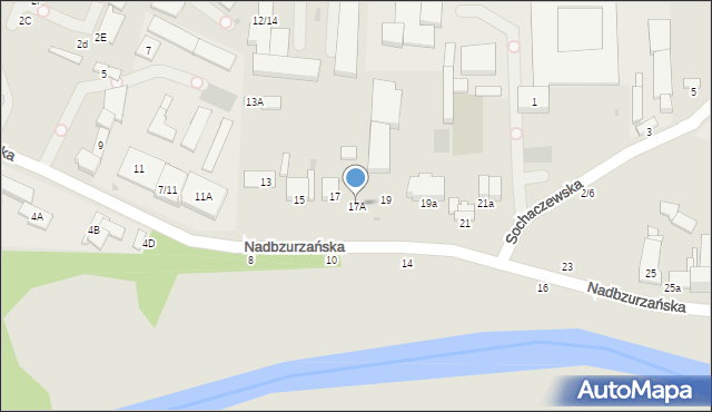 Łowicz, Nadbzurzańska, 17A, mapa Łowicza
