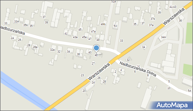 Łowicz, Nadbzurzańska, 42, mapa Łowicza