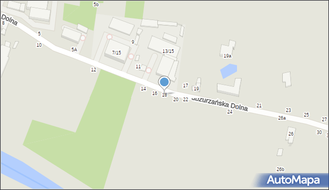 Łowicz, Nadbzurzańska Dolna, 18, mapa Łowicza
