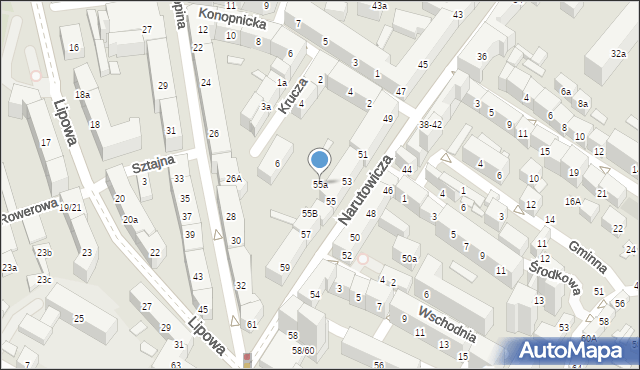 Lublin, Narutowicza Gabriela, prezydenta, 55a, mapa Lublina