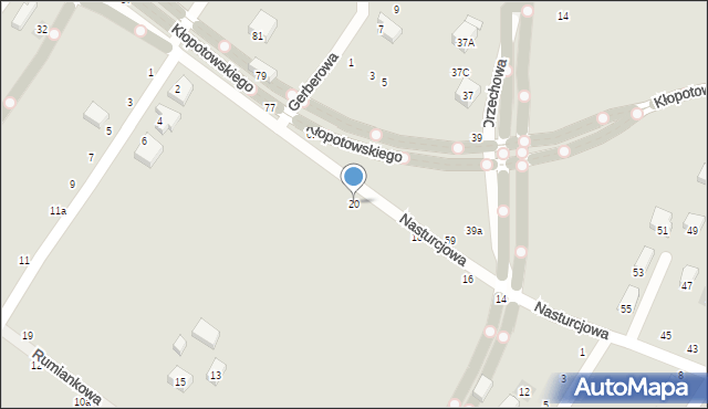 Lublin, Nasturcjowa, 20, mapa Lublina