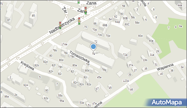 Lublin, Nadbystrzycka, 74, mapa Lublina