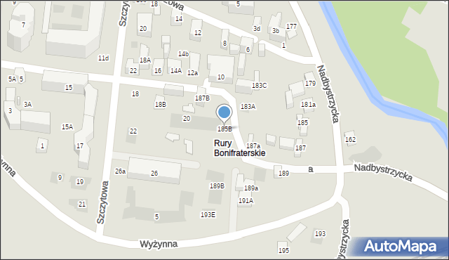 Lublin, Nadbystrzycka, 185B, mapa Lublina