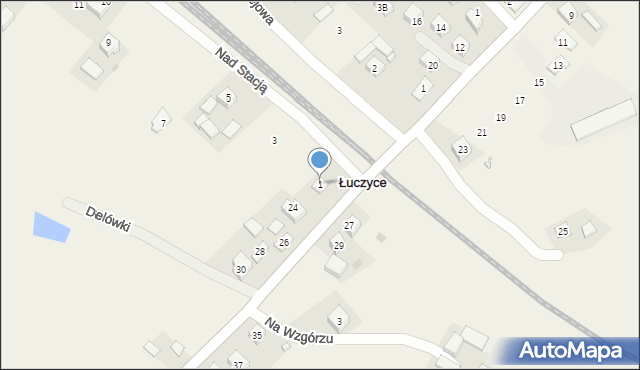 Łuczyce, Nad Stacją, 1, mapa Łuczyce