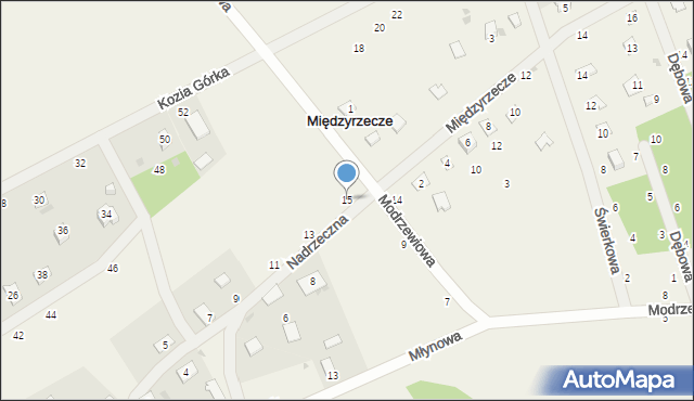 Międzyrzecze, Nadrzeczna, 15, mapa Międzyrzecze