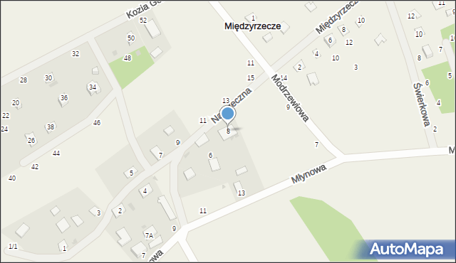 Międzyrzecze, Nadrzeczna, 8, mapa Międzyrzecze