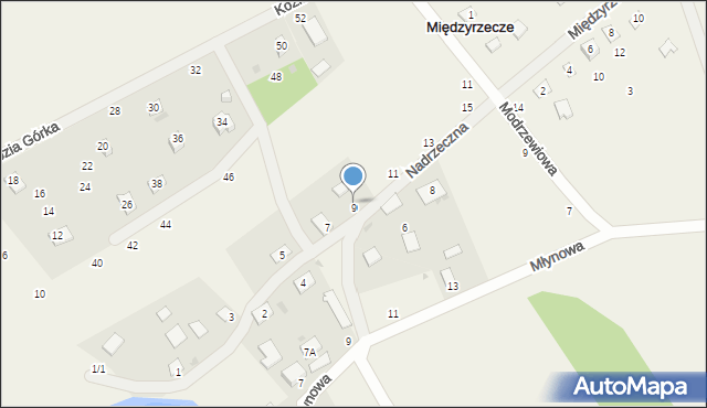 Międzyrzecze, Nadrzeczna, 9, mapa Międzyrzecze