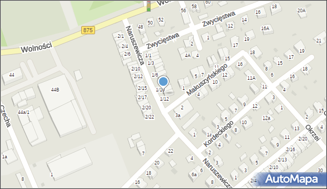 Mielec, Naruszewicza, 1/11, mapa Mielca