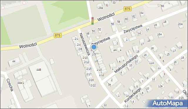 Mielec, Naruszewicza, 1/3, mapa Mielca