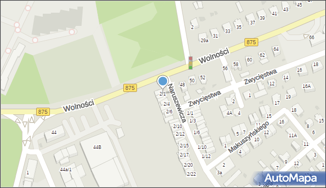 Mielec, Naruszewicza, 2/1, mapa Mielca