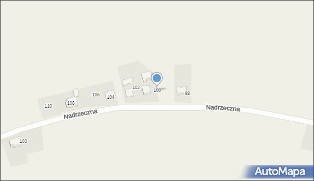 Mizerów, Nadrzeczna, 100, mapa Mizerów