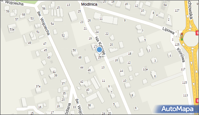 Modlnica, Na Kolonię, 15, mapa Modlnica