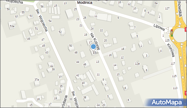 Modlnica, Na Kolonię, 15a, mapa Modlnica