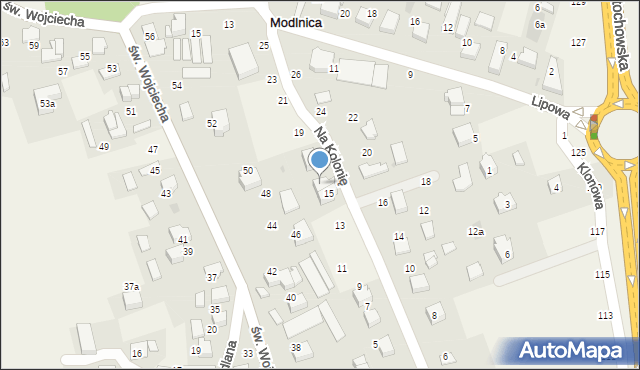 Modlnica, Na Kolonię, 15b, mapa Modlnica