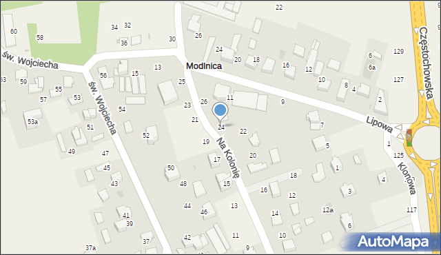 Modlnica, Na Kolonię, 24, mapa Modlnica