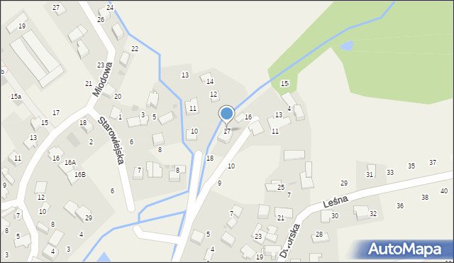 Modlniczka, Nad Potokiem, 17, mapa Modlniczka