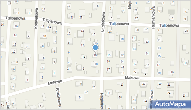 Modrzyca, Nagietkowa, 16, mapa Modrzyca