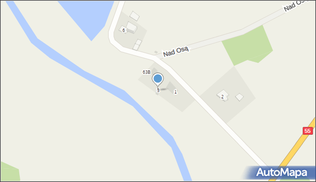 Mokre, Nad Osą, 3, mapa Mokre