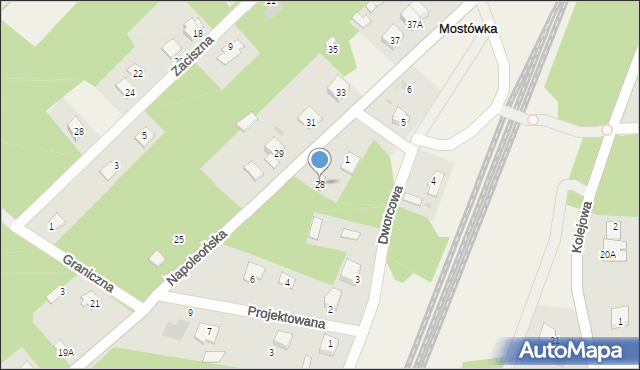 Mostówka, Napoleońska, 28, mapa Mostówka