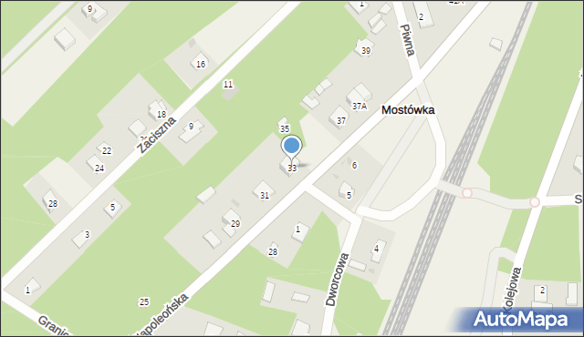 Mostówka, Napoleońska, 33, mapa Mostówka