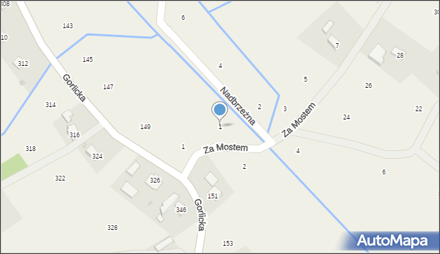 Moszczenica, Nadbrzeżna, 1, mapa Moszczenica