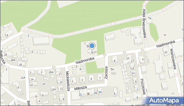 Mrzeżyno, Nadmorska, 5, mapa Mrzeżyno