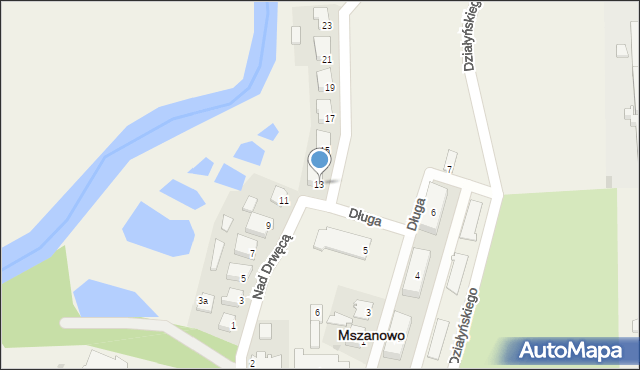 Mszanowo, Nad Drwęcą, 13, mapa Mszanowo