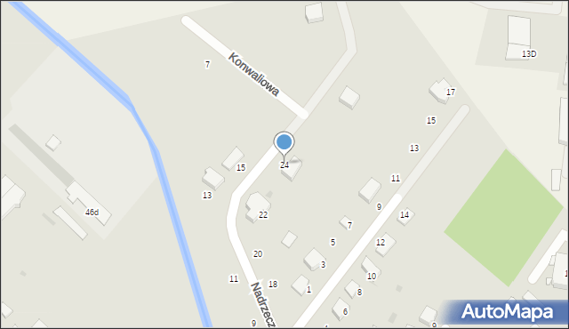 Myszyniec, Nadrzeczna, 24, mapa Myszyniec