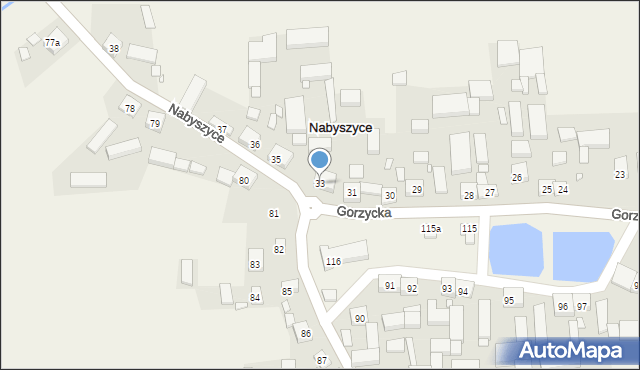 Nabyszyce, Nabyszyce, 33, mapa Nabyszyce