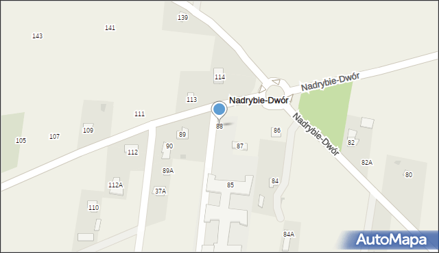 Nadrybie-Dwór, Nadrybie-Dwór, 88, mapa Nadrybie-Dwór