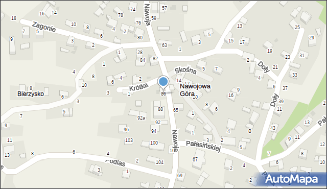 Nawojowa Góra, Nawoja, 86, mapa Nawojowa Góra