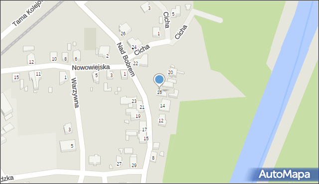 Nowogród Bobrzański, Nad Bobrem, 16, mapa Nowogród Bobrzański