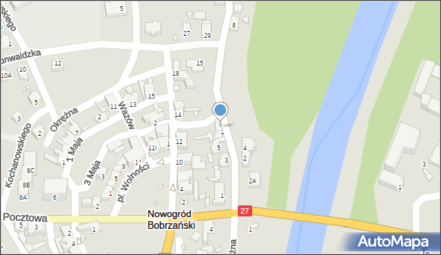 Nowogród Bobrzański, Nad Bobrem, 9, mapa Nowogród Bobrzański