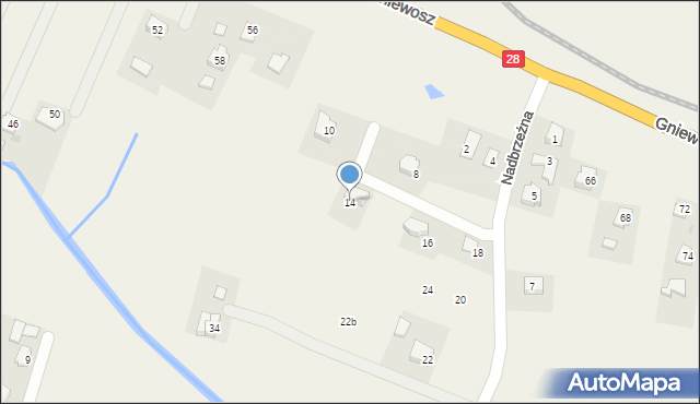 Nowosielce, Nadbrzeżna, 14, mapa Nowosielce