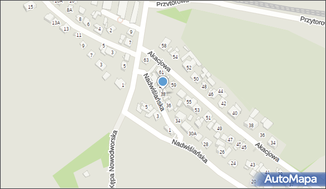 Nowy Dwór Mazowiecki, Nadwiślańska, 38, mapa Nowy Dwór Mazowiecki