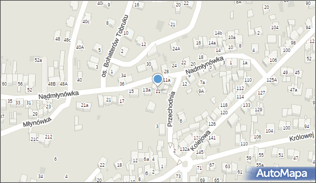 Nowy Targ, Nadmłynówka, 11, mapa Nowego Targu