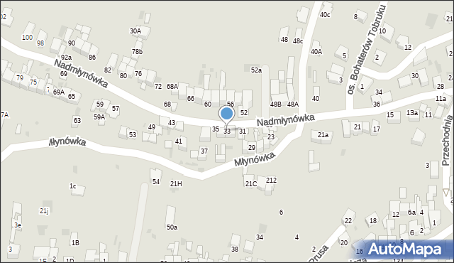 Nowy Targ, Nadmłynówka, 33, mapa Nowego Targu